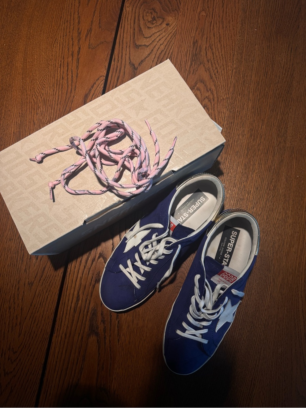 Golden goose Men's Navy and White Canvas Sneakers